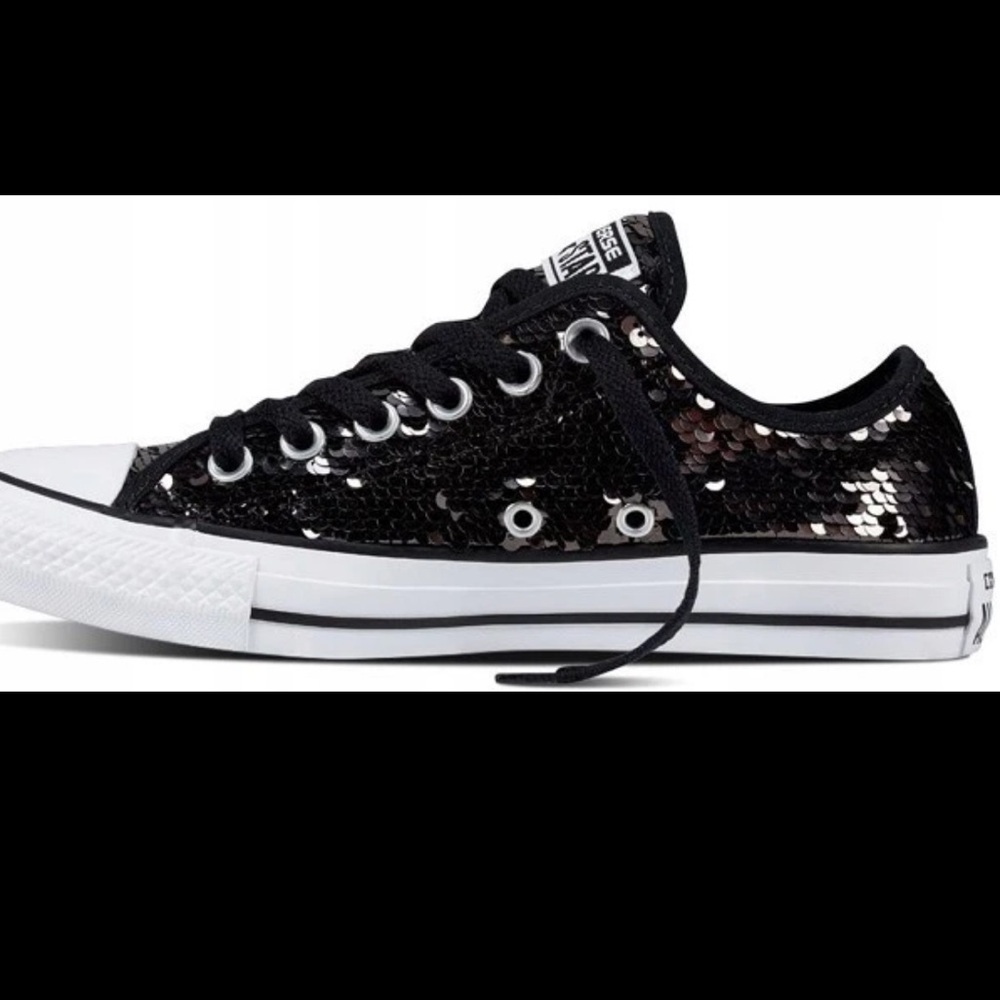 Converse Black Sequin Low Sneakers